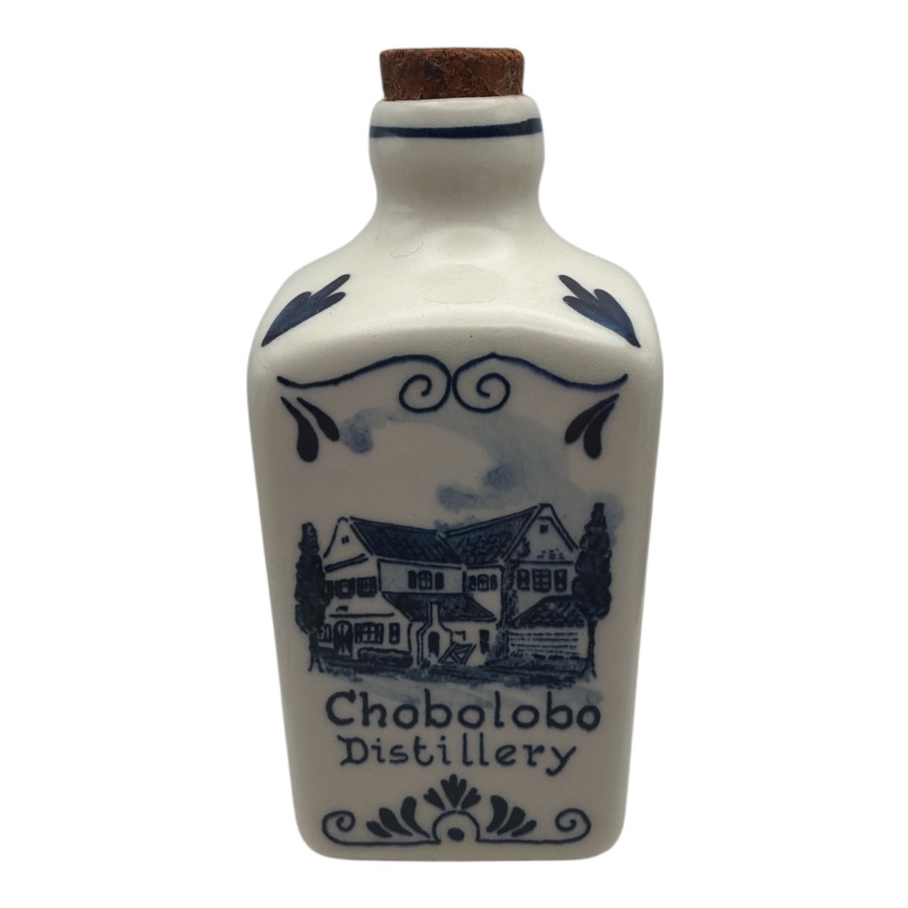 lue Delft Curacao Souvenir Chobolobo Distillery Liqueur Bottle Empty Holland EUC